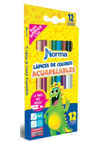 LAPIZ X 12 CLRS NORMA ACUARELABLES CAJA DE CARTON LARGA + SACAPUNTAS