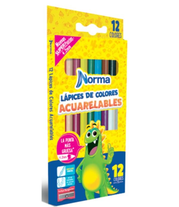 LAPIZ X 12 CLRS NORMA ACUARELABLES CAJA DE CARTON LARGA + SACAPUNTAS
