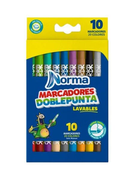 MARCADORES NORMA X 10 PZS 20 CLRS DOBLE PUNTA