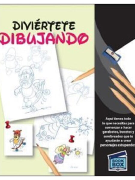 DIVIERTETE DIBUJANDO CAJA- BLOCK + 3 LÁPICES + SACAPUNTAS