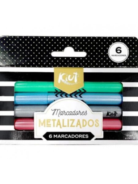 MARCADOR X 6 CLRS KIUT P/F METALIZADOS