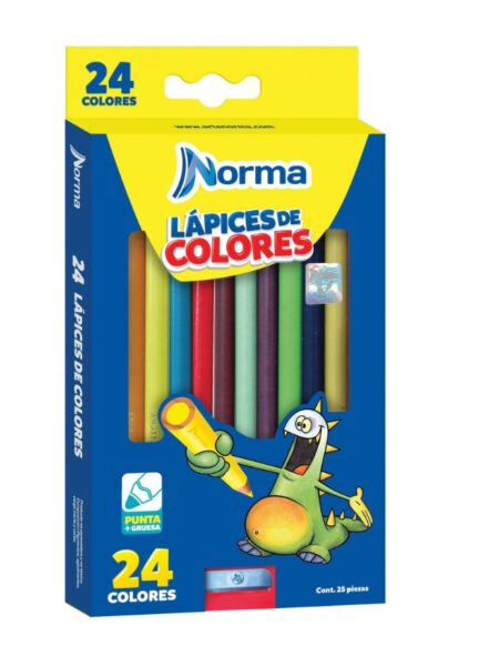 LAPIZ X 24 CLRS NORMA PUNETA GRUESA 4.2MM
