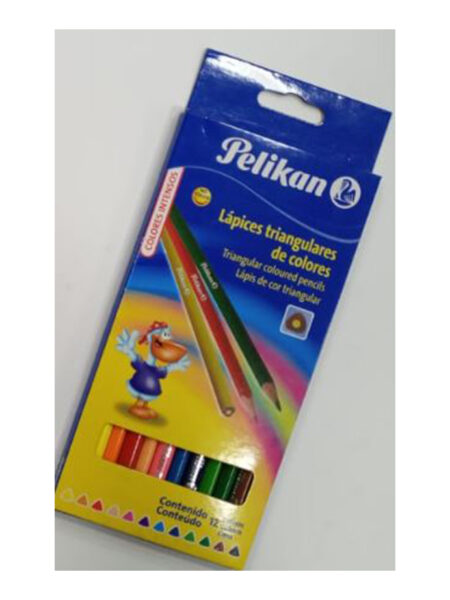 LÁIZ X 12 CLOLORES PELIKAN CAJA DE CARTÓN LARGOS TRIANGULARES