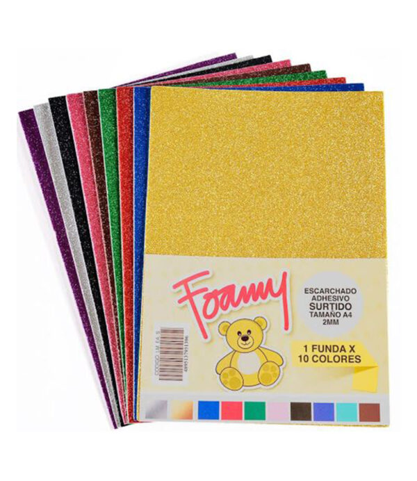 FÓIX A4 X 10 ESCARCHADO VARIOS COLORES