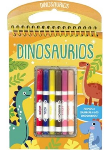 VAMOS A COLOREAR DINOSAURIOS -INCLUYE 6 MARCADORES-
