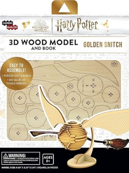 HARRY POTTER, GOLDEN SNITCH 3D WOOD MODEL AND BOOK