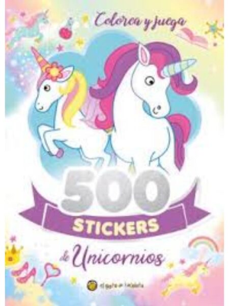 COLOREA Y JUEGA 500 STICKERS DE UNICORNIOS