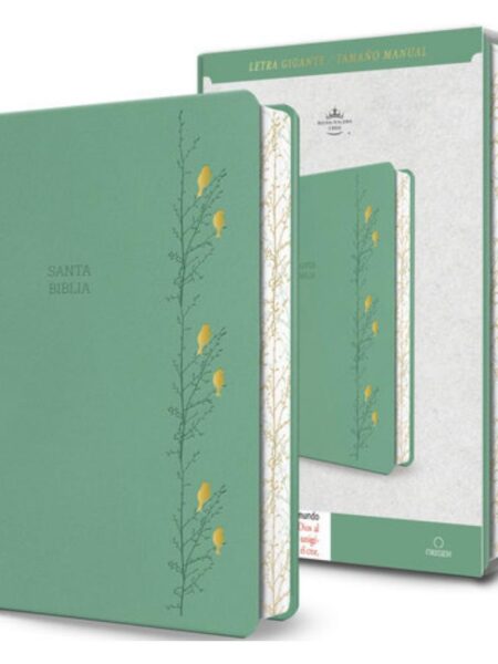 BIBLIA RVR 1960 SIMIL PIEL VERDE CON PÁJAROS