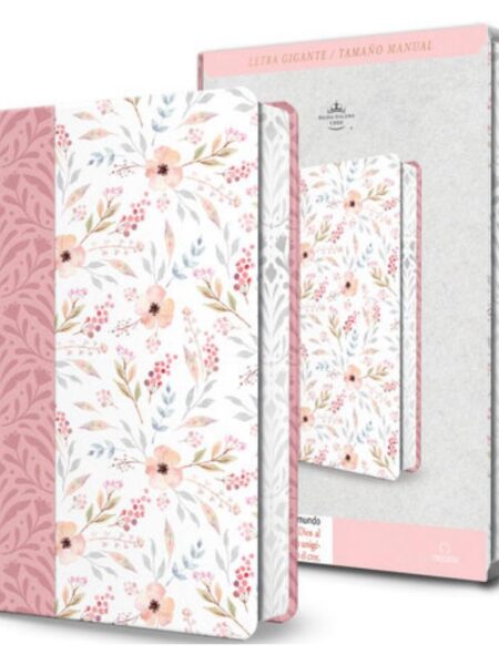 BIBLIA RVR 1960 SÍMIL PIEL ROSADA CON FLORES