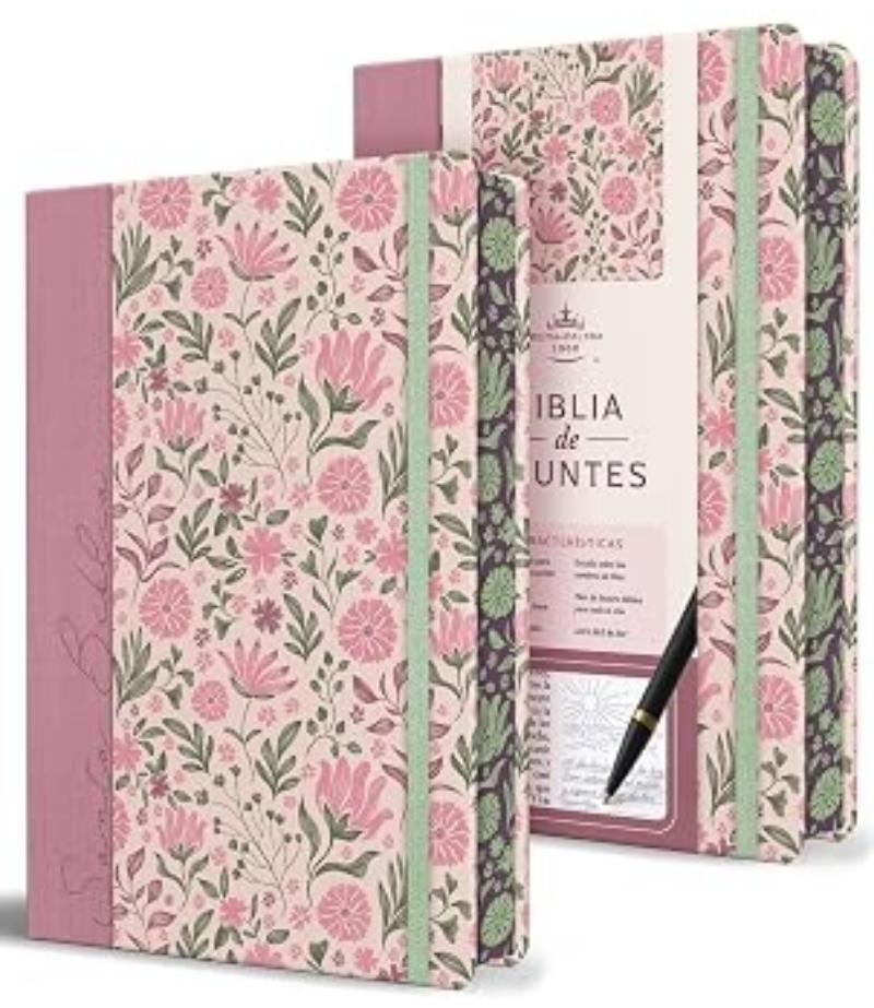 BIBLIA DE APUNTES RVR 1960 ROSA CON FLORES