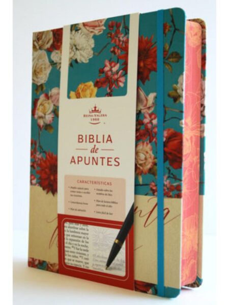 BIBLIA DE APUNTES RVR 1960 AZUL CELESTE CON FLORES